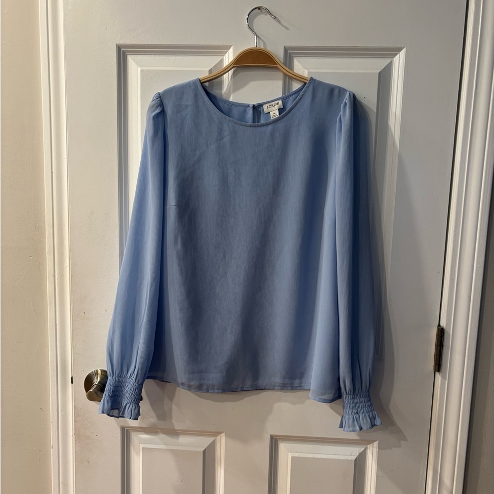 J.Crew Women’s Blue Long Sleeve Blouse - Size M